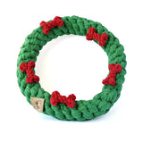 Dog Rope Toys - Green Ring with Red Bones