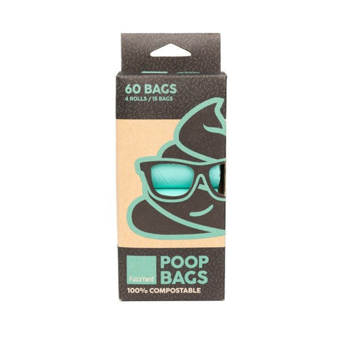 Fuzzyard - Poop Bags - BPI-Certified Compostable - 4 Rolls Per Box (60 Bags)