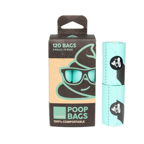 Fuzzyard - Poop Bags - BPI-Certified Compostable - 8 Rolls Per Box (120 Bags)