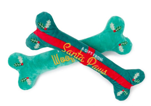 Plush dog toy - My First Woofmas/Santa Paws Bones 2pk